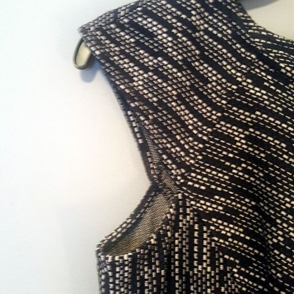 ANN TAYLOR Capped Sleeve Black and Cream Marled Sheath Dress sz 0… - Picture 3 of 7